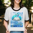 Frutiger Aero Aesthetic Tech Book Butterfly Unisex Cotton Ringer T-Shirt