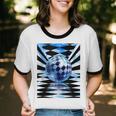 Frutiger Aero Aesthetic Tech Checkered Room Orb Sky Unisex Cotton Ringer T-Shirt Frutiger Aero Aesthetic Tech Checkered Room Orb Sky Unisex Cotton Ringer T-Shirt