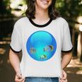 Frutiger Aero Aesthetic Tech Orb Fishes Unisex Cotton Ringer T-Shirt