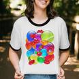 Frutiger Aero Aesthetic Tech Orb Pattern Heart Cherry Lips Unisex Cotton Ringer T-Shirt