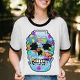 Frutiger Aero Aesthetic Tech Skull Computer Fishes Unisex Cotton Ringer T-Shirt