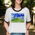 Frutiger Aero Dolphin Meadow Aesthetic Y2k 2000s Ironic Unisex Cotton Ringer T-Shirt