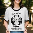 Go Away I'm Introverting Cat With Coffee Unisex Cotton Ringer T-Shirt Go Away I'm Introverting Cat With Coffee Unisex Cotton Ringer T-Shirt