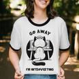 Go Away I'm Introverting Cat With Coffee Unisex Cotton Ringer T-Shirt