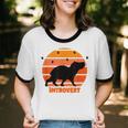 Introvert Retro Sunset Capybara Tee Unisex Cotton Ringer T-Shirt