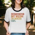 Introverted But Willing To Discuss Cats Introvert Unisex Cotton Ringer T-Shirt Introverted But Willing To Discuss Cats Introvert Unisex Cotton Ringer T-Shirt