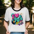 I Love The 70s Retro Cassette Roller Vinyl Disco Nostalgia Premium Tri-Blend Unisex Cotton Ringer T-Shirt