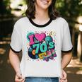 I Love The 70s Retro Cassette Roller Vinyl Disco Nostalgia Unisex Cotton Ringer T-Shirt