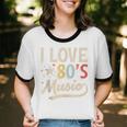 I Love 80's Music Retro Style Nostalgia Cassette 1980s Party Unisex Cotton Ringer T-Shirt