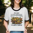 Not Anti Social Im Just A Turtle Sarcastic Introvert Humor Unisex Cotton Ringer T-Shirt