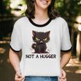 Not A Hugger Tee Angry Cat Sarcastic Cute Introvert Unisex Cotton Ringer T-Shirt