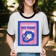 Not Today Cool Fun Cute Introvert Cat Character Unisex Cotton Ringer T-Shirt Not Today Cool Fun Cute Introvert Cat Character Unisex Cotton Ringer T-Shirt