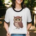 I Like Owls And Maybe 3 People Introvert Humor Casual Unisex Cotton Ringer T-Shirt