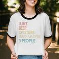 Oysters And Beer Lovers Introvert Quote Vintage Retro Unisex Cotton Ringer T-Shirt