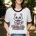 Pixel Art Pet Cat Y2K Retro Vintage Digital Nostalgia Tech Unisex Cotton Ringer T-Shirt