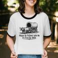 Please Be Patient With Me I'm From The 1900s Oxen And Wagon Unisex Cotton Ringer T-Shirt