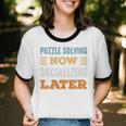 Puzzle Solving Now Minimal Socializing Introvert Vintage Unisex Cotton Ringer T-Shirt