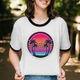 Retro 80s Synthwave Sunset & Palm Trees Retro Nostalgia 80s Unisex Cotton Ringer T-Shirt