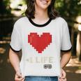 Retro Gamer 1 Life Pixel Heart – 8-Bit Gaming Nostalgia Unisex Cotton Ringer T-Shirt