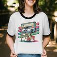 Retro Old Cassette Tape Cartoon With Walker Nostalgia Premium Tri-Blend Unisex Cotton Ringer T-Shirt