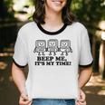 Retro Pager Squad Minimalist Monochrome Cartoon Nostalgia Unisex Cotton Ringer T-Shirt