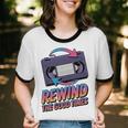 Rewind Good Times Retro VHS Tape Nostalgia 80s 90s Premium Tri-Blend Unisex Cotton Ringer T-Shirt