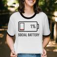 Social Battery 1 Shirt Introvert Anti Social Tee Gif Unisex Cotton Ringer T-Shirt