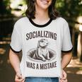 Socializing Was a Mistake Prairie Dog Introverts Humor Unisex Cotton Ringer T-Shirt