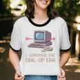 I Survived The Dial-Up Era Retro 90s Nostalgia Premium Tri-Blend Unisex Cotton Ringer T-Shirt