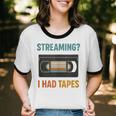 VHS Cassette Tape Retro 80s 90s Nostalgia Unisex Cotton Ringer T-Shirt