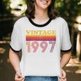 Vintage 1997 Retro Style 90's Born Nostalgia Vibes Birthday Premium Tri-Blend Unisex Cotton Ringer T-Shirt