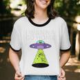 I Wanna Go Home Introvert UFO UAP Flying Saucer Trippy Alien Raglan Baseball Tee Unisex Cotton Ringer T-Shirt