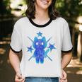 Yk2 Grunge Earthy Blue Cat With Stars Tomboy 90s Nostalgia Premium Tri-Blend Unisex Cotton Ringer T-Shirt