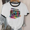 80s 90s Hip Hop Nostalgia Retro Boombox Music Lovers Unisex Cotton Ringer T-Shirt