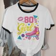 80's Girl Roller Skates Skating Eighties 1980s Nostalgia Unisex Cotton Ringer T-Shirt