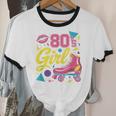 80's Girl Roller Skates Skating Eighties 1980s Nostalgia Unisex Cotton Ringer T-Shirt