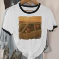 90s Roadtrip Animals Photo Cat Sloth Dog Retro Nostalgia Unisex Cotton Ringer T-Shirt