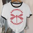 Antisocial Dragonfly Introvert Humor Nature Insect Graphic Unisex Cotton Ringer T-Shirt
