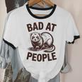 Bad At People Ferret Introvert Saying Slogan Unisex Cotton Ringer T-Shirt Bad At People Ferret Introvert Saying Slogan Unisex Cotton Ringer T-Shirt