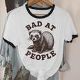 Bad At People Ferret Introvert Saying Slogan Tee Unisex Cotton Ringer T-Shirt Bad At People Ferret Introvert Saying Slogan Tee Unisex Cotton Ringer T-Shirt