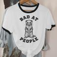Bad At People Ferret Introvert Saying Slogan Unisex Cotton Ringer T-Shirt Bad At People Ferret Introvert Saying Slogan Unisex Cotton Ringer T-Shirt
