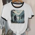 Bigfoot Sasquatch & Loch Ness Monster Introvert Bruh Unisex Cotton Ringer T-Shirt