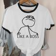 Like A Boss Rage Comic Meme Classic Internet Nostalgia Tee Unisex Cotton Ringer T-Shirt