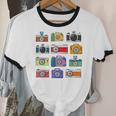 Camera Hand Drawn Old Nostalgia Retro Lens Styles Unisex Cotton Ringer T-Shirt