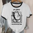 Cat With Coffee On Computer Go Away I'm Introverting Unisex Cotton Ringer T-Shirt Cat With Coffee On Computer Go Away I'm Introverting Unisex Cotton Ringer T-Shirt