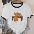 Cat Ignoring You Expert Level Orange Tabby Introvert Unisex Cotton Ringer T-Shirt