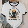 Cat Shirt Introvert Sorry I Can’t Go I’m An Indoor Cat Unisex Cotton Ringer T-Shirt