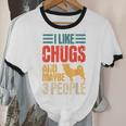 Chug Dog Retro Vintage Pughuahua Owner Fur Parent Introvert Unisex Cotton Ringer T-Shirt