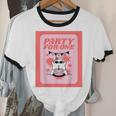 Cool Fun Cute Party Introvert Cat Character Unisex Cotton Ringer T-Shirt