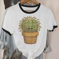Cute Golden Barrel Cactus Introvert Distressed Unisex Cotton Ringer T-Shirt